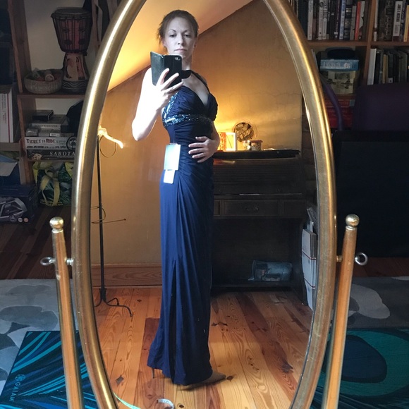 JS Boutique Navy Sequin Halter Gown, NWT, 4 - Picture 14 of 16